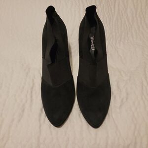 Van Eli Womens Black Suede Pointed Toe Pull On Block Heel Pump Size US 10.5M